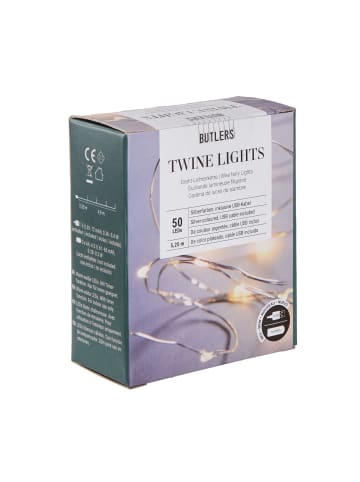 Butlers LED Lichterkette 50 Lichter mit USB-Batteriefach TWINE LIGHTS in Transparent