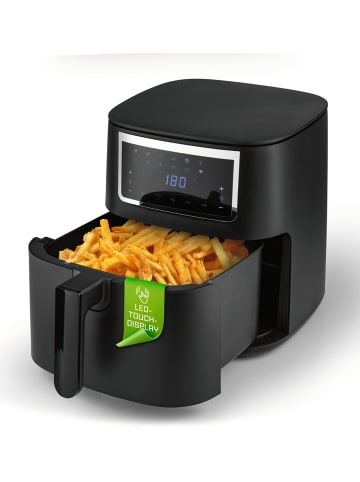 Gourmet Maxx Heißluft-Fritteuse Digital 7l 1700W schwarz matt/Edelstahl Schwarz