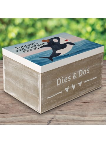 Mr. & Mrs. Panda Kiste Orca Zylinder Design mit Spruch in Weiß
