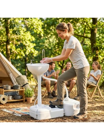 Outsunny Camping Waschbecken,83cm x 50cm x 103cm,grau