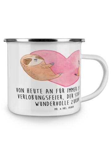 Mr. & Mrs. Panda Becher Emaille Verlobungsfeier ZuMenschmen mit Spruch in Weiß