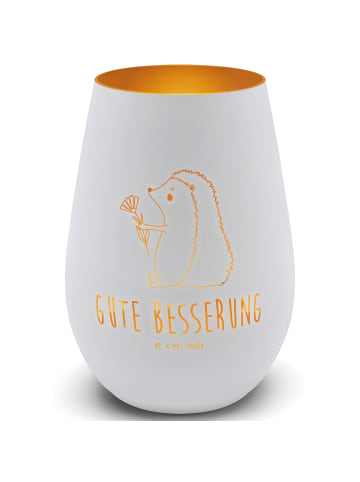 Mr. & Mrs. Panda Kerzenhalter Igel Blumen mit Spruch in Weiß