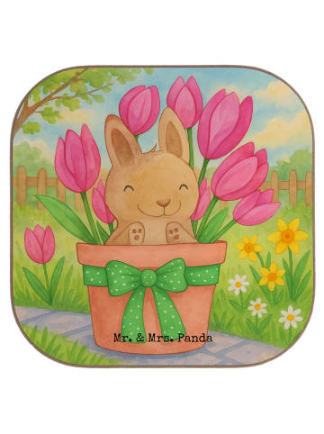Mr. & Mrs. Panda Untersetzer Hase Tulpen Design ohne Spruch in Weiß