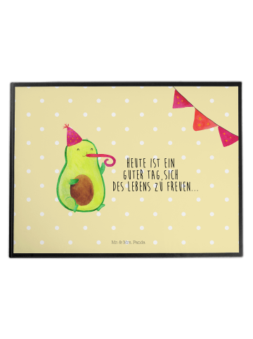 Mr. & Mrs. Panda Schreibtischunterlage Avocado Party mit Spruch in Gelb Pastell