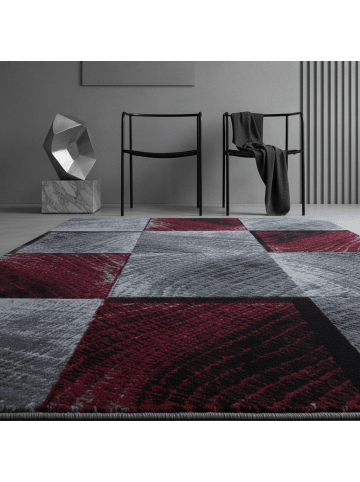 KADIMA DESIGN Teppich Kurzflor Waschbar Karo INN Strapazierfähig OEKO-TEX in Rot