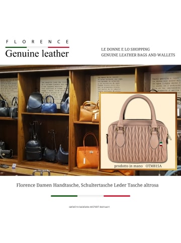 Florence Leder Handtasche, Schultertasche Florence Tasche altrosa ca. 24cm