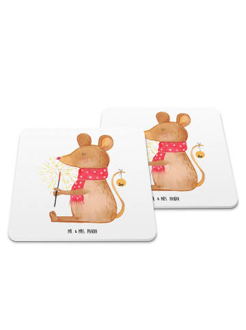 Mr. & Mrs. Panda Tischuntersetzer Maus Weihnachten ohne Spruch in Weiß