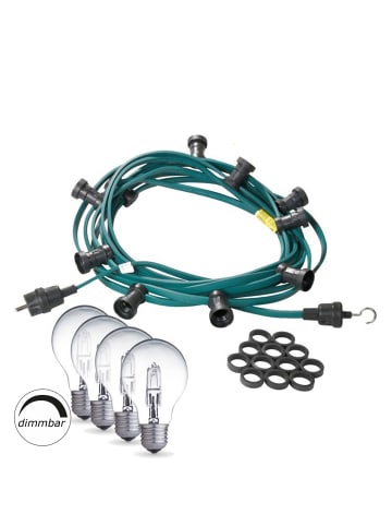 SATISFIRE Garten Party Lichterkette Illu 40x dimmbare Halogenlampe 20m grün