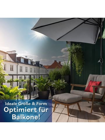 EASYmaxx Sonnenschirm halbrund 270x140cm grau UV-Schutz grau