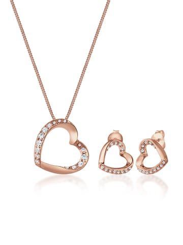 Elli Schmuckset 925 Sterling Silber Herz in Rosegold