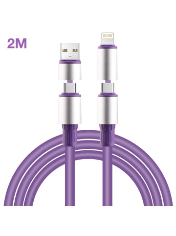 Platyne Universelles Ladekabel 4 in 1 in Violett