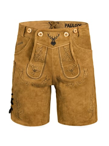 PAULGOS Lederhose Kurz Echtleder HK5 in Hellbraun
