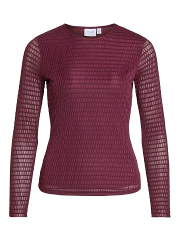 Vila Modisches Langarmshirt mit gepunktetem Muster und Rundhals in Bordeaux