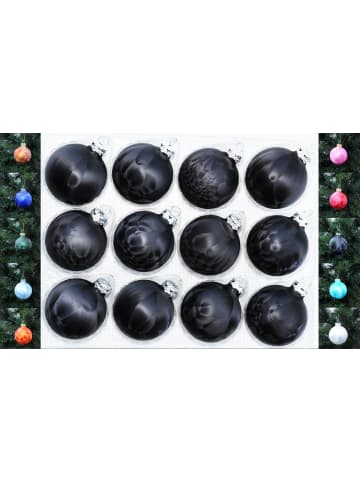 Thüringer Glasdesign 12x Thüringer Glas Eislack 6cm Christbaumkugeln in Schwarz