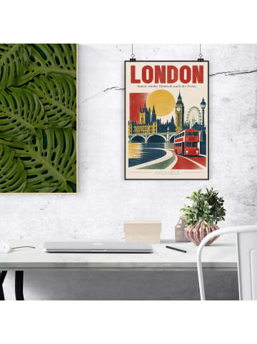 Poster London modern Design mit Spruch in Weiß