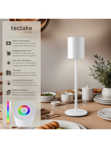 tectake Akku-Tischlampe mit Metallgehäuse, inkl. Ladekabel, 10 x 37 cm