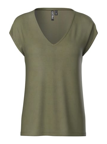 Pieces T-Shirt mit V-Ausschnitt in Grape Leaf