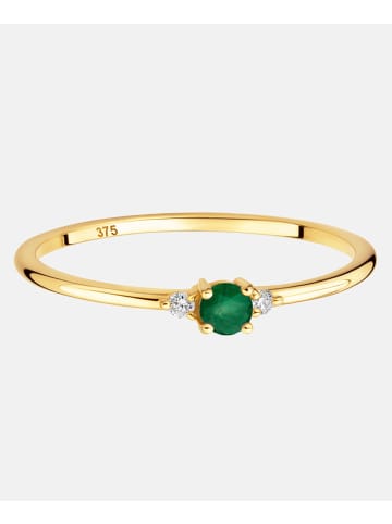 Diamant L'éternel Ring aus 375 Gelbgold mit Diamant mit Smaragd