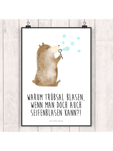 Mr. & Mrs. Panda Poster Bär Seifenblasen mit Spruch in Weiß