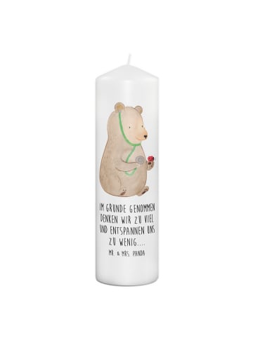 Mr. & Mrs. Panda Kerze Bär Arzt mit Spruch in Weiß