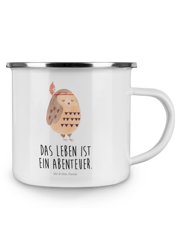 Mr. & Mrs. Panda Kaffeepott Eule Federschmuck mit Spruch in Weiß