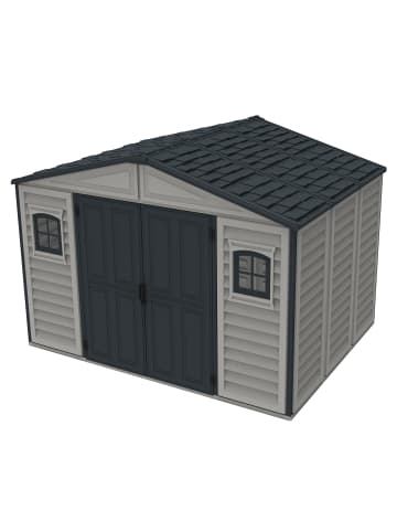 VCM  Kunststoff Gerätehaus 325x247 Gartenhaus Drehtüren in Braun