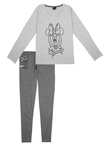 United Labels Disney Minnie Mouse Schlafanzug Pyjama Set Langarm Oberteil mit Hose in grau