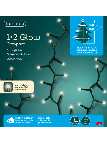 LUMINEO Lichterkette 1-2 Glow Compact 880 LED 2,4 m, grünes Kabel in warm weiß