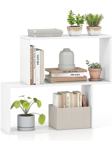 COSTWAY 3-stöckiges Bücherregal 80x22x70cm in Weiß