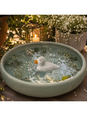 MARELIDA Teichdeko Ente Deko Tierfigur schwimmend L: 9,7cm in weiß