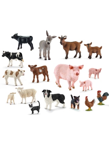 Schleich Tierfiguren - Bauernhof-Set mit 17 Tieren in bunt