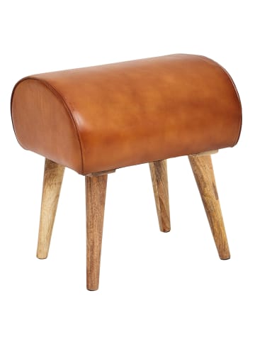 KADIMA DESIGN Sitzhocker | Echtleder/Holz, 45x53x40cm, Turnbock