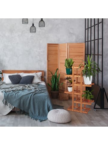 relaxdays Blumenregal in Hellbraun - (B)81 x (H)125 x (T)25 cm