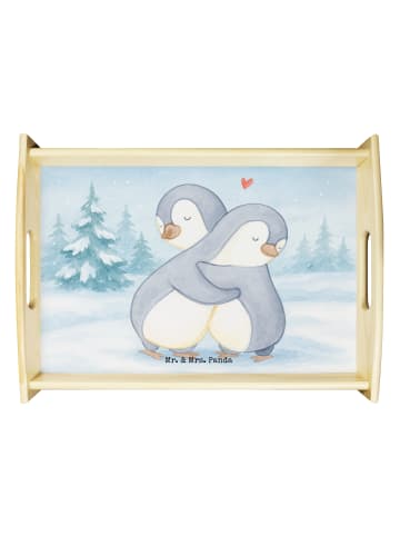 Mr. & Mrs. Panda Servier Tablett Pinguine Kuscheln Design ohne S... in Weiß