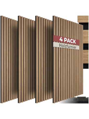 tectake Akustikpaneele aus MDF und Echtholzfurnier - Eiche