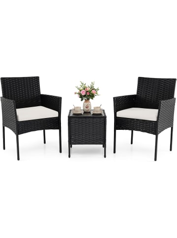 COSTWAY 3 tlg. Polyrattan Gartenmöbel Set in Beige