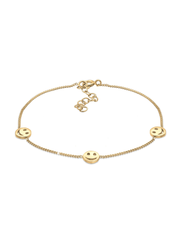 Elli Armband 925 Sterling Silber mit Smiling Face, Plättchen, Smiling Face in Gold