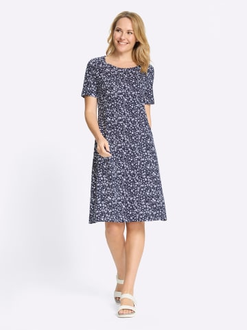 Sieh an! Jersey-Kleid in marine-weiß-bedruckt