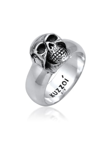 KUZZOI Ring 925 Sterling Silber Totenkopf in Silber