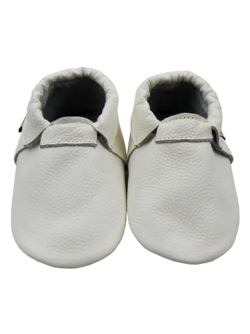 Mepiq Baby-Leder-Laufschuhe, komfortabel mit rutschfester Sohle - Weiß
