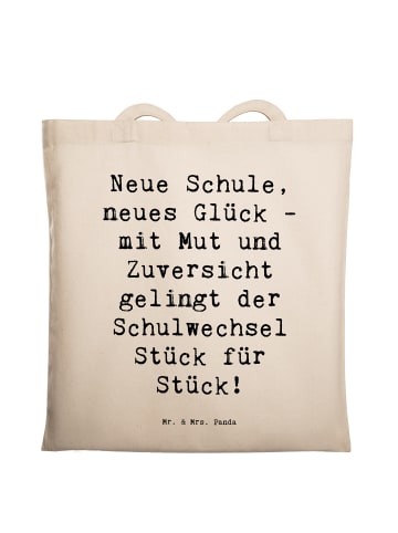 Mr. & Mrs. Panda Schultertasche Spruch Einen Schulwechsel bewält... in Creme