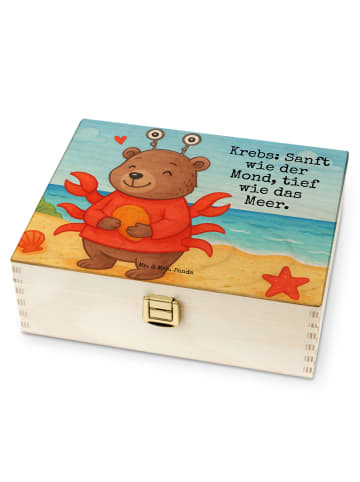 Mr. & Mrs. Panda Teebox Holz Krebs Astrologie Design mit Spruch in Weiß