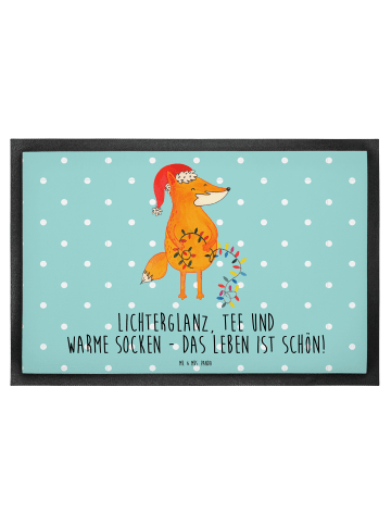 Mr. & Mrs. Panda Schmutzfangmatte Fuchs Weihnachten mit Spruch in Türkis Pastell