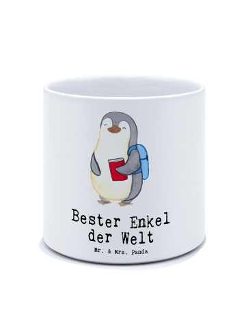 Mr. & Mrs. Panda Blumentopf Groß Pinguin Bester Enkel der Welt m... in Weiß