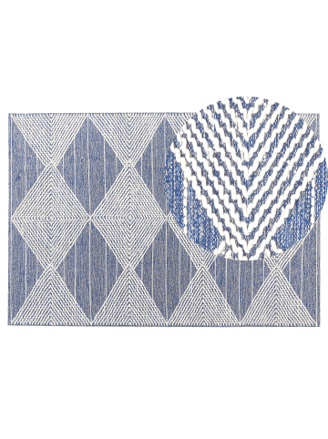 Beliani Kurzflor DATCA in Blau/Beige - (W) 140 x (H) 1 x (L) 200 cm