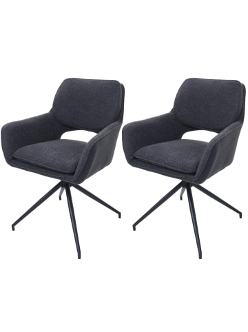 MCW 2er-Set Esszimmerstuhl Bouclé N74, Dunkelgrau
