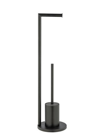 Wenko Toilettenpapier- und Bürstenhalter 2-in-1 FERLA in Schwarze Matte