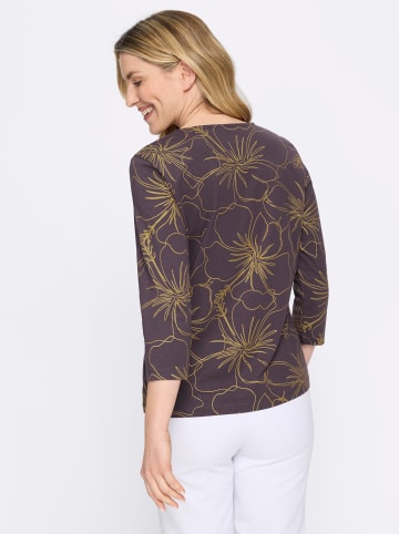 Sieh an! 3/4-Arm-Shirt in aubergine-goldfarben-bedruckt