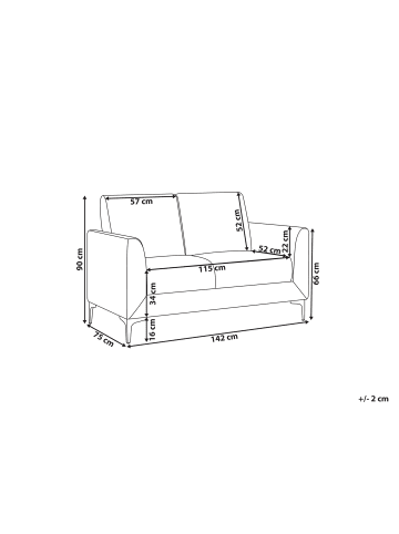 Beliani 2-Sitzer Sofa FENES in Beige/Schwarz - (W) 142 x (H) 90 x (L) 75 cm
