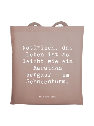 Mr. & Mrs. Panda Tote Bag Spruch Leichtigkeit im Leben mit Spruch in Braun Pastell